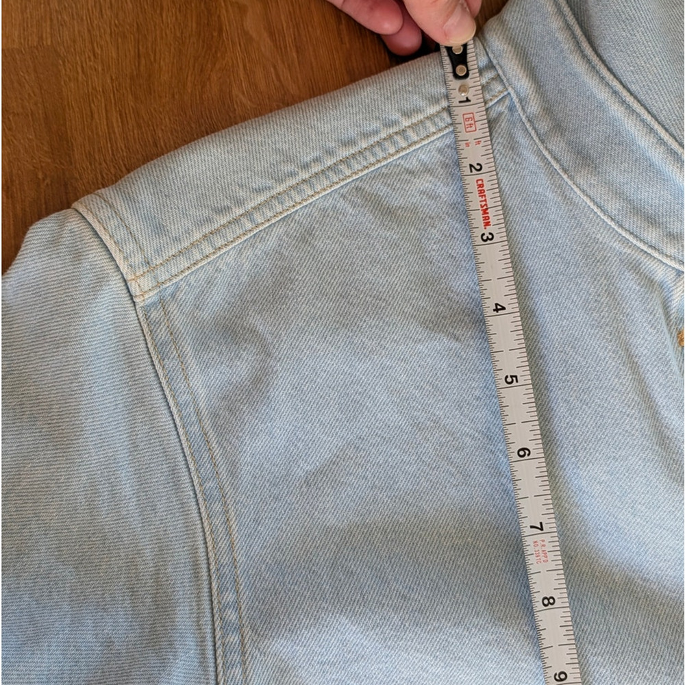 COS Frayed Short Sleeve Denim Shirt Light Blue Raw Hem Size 4 - Picture 7 of 11